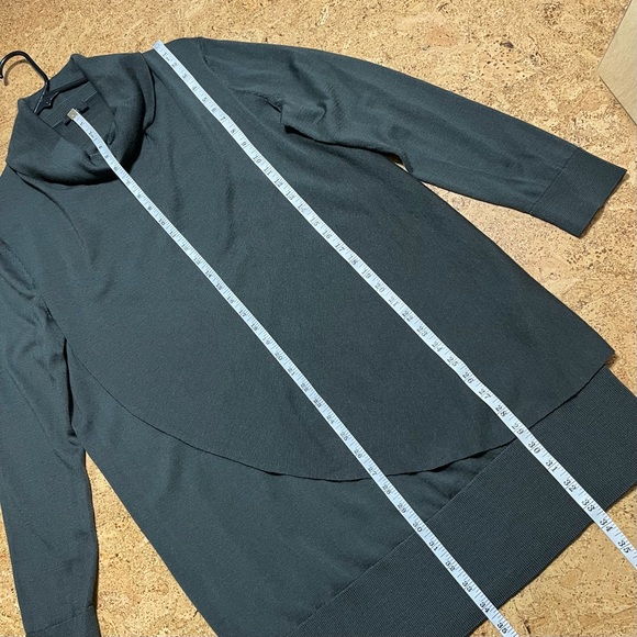 COS 100% Wool Cowl Neck Tulip Overlay Sweater Dress In Gray Green Sz M - Picture 9 of 11